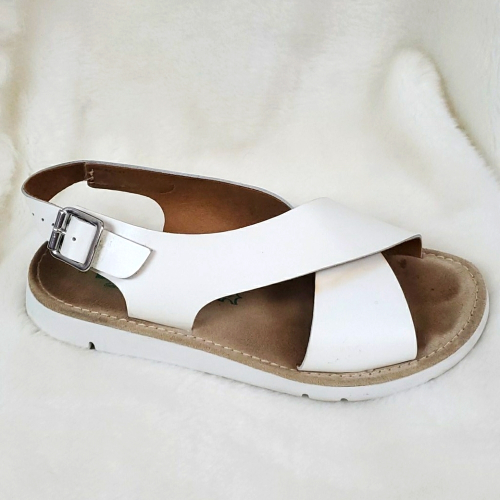 BioNatura sandals leather strips white flat made in Italy women size 37